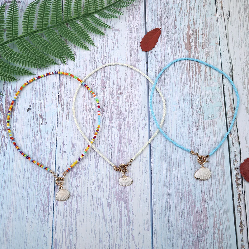 

Beads Necklaces Choker Bohemian Cowrie Shell Pendant Multicolor Chokers Charm Long Statement Collar Trendy Summer Jewelry Gift