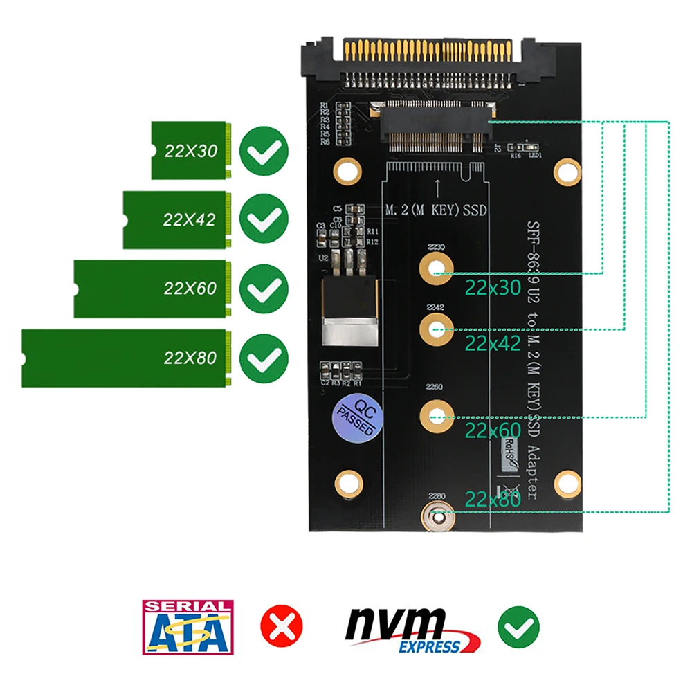 Обновление версии M.2 NGFF ключ M SSD для SFF-8639 U.2 адаптер