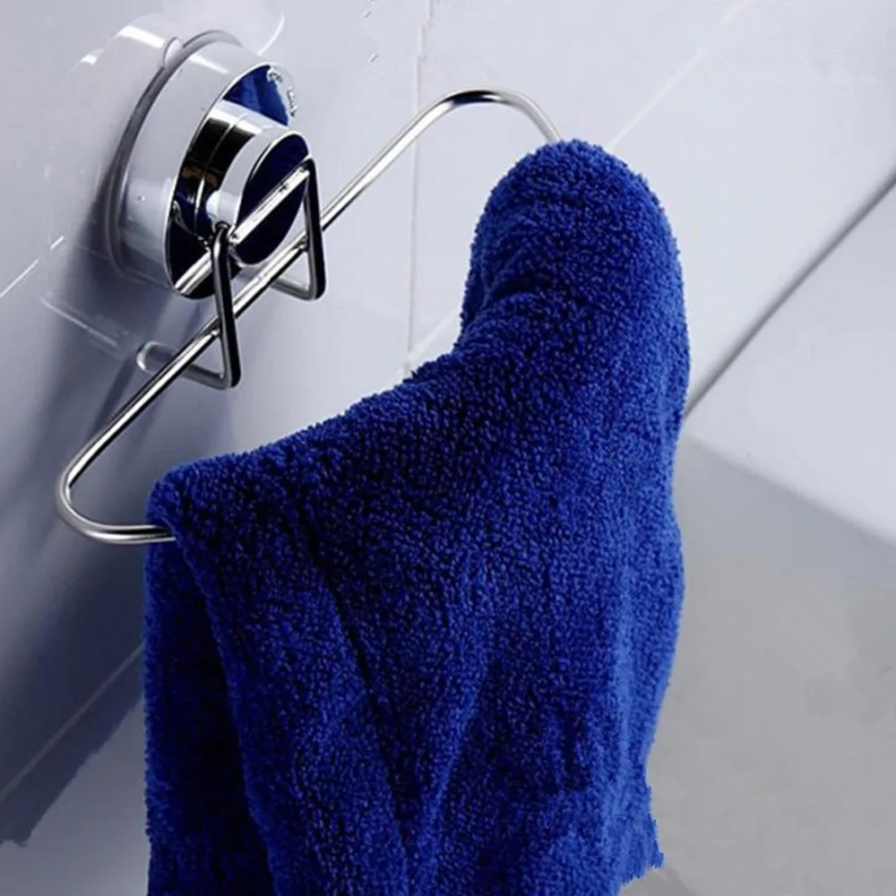 

1pc Suction Cup Towel Rack Bathroom Stainless Steel Ring Towel Rack Kitchen Lavatory Shelf With Toweles Bar Towel Holder #10T