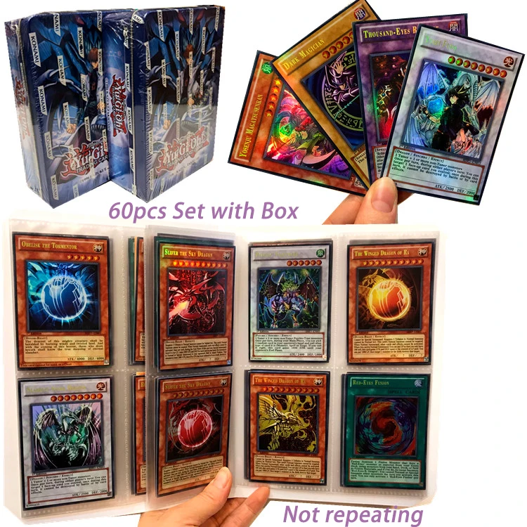 Новинка Yugioh 60 шт. набор с открытка-коробка игра битва карта полная вспышка Волшебная ловушка карта 60 листов игрушки для мальчика