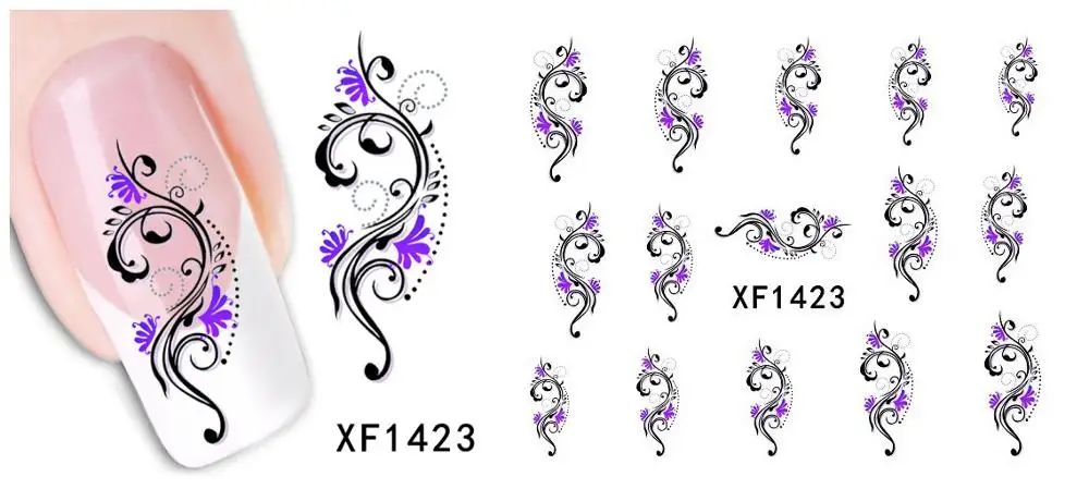 30 стилей! Модный лак для ногтей, наклейки, цветочный дизайн, переводные наклейки для ногтей - Цвет: XF1423