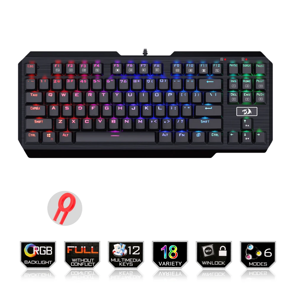 Механическая игровая клавиатура Redragon K553 USAS с 87 клавишами RGB синий переключатель