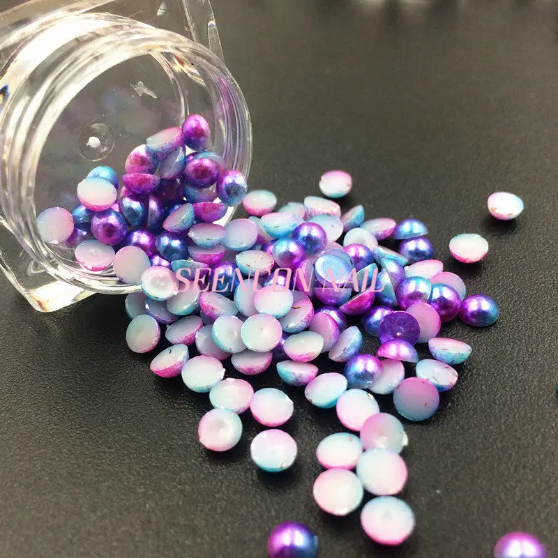 Pérolas da Arte do Unha Encantos do Unha Novo Cores Conjunto Coreano 3d Alta Brilhante Verão ab Sereia Concha Pérolas Decoração Plana Kit 12 - 15 Novo 12 cores conjunto coreano 3d alta