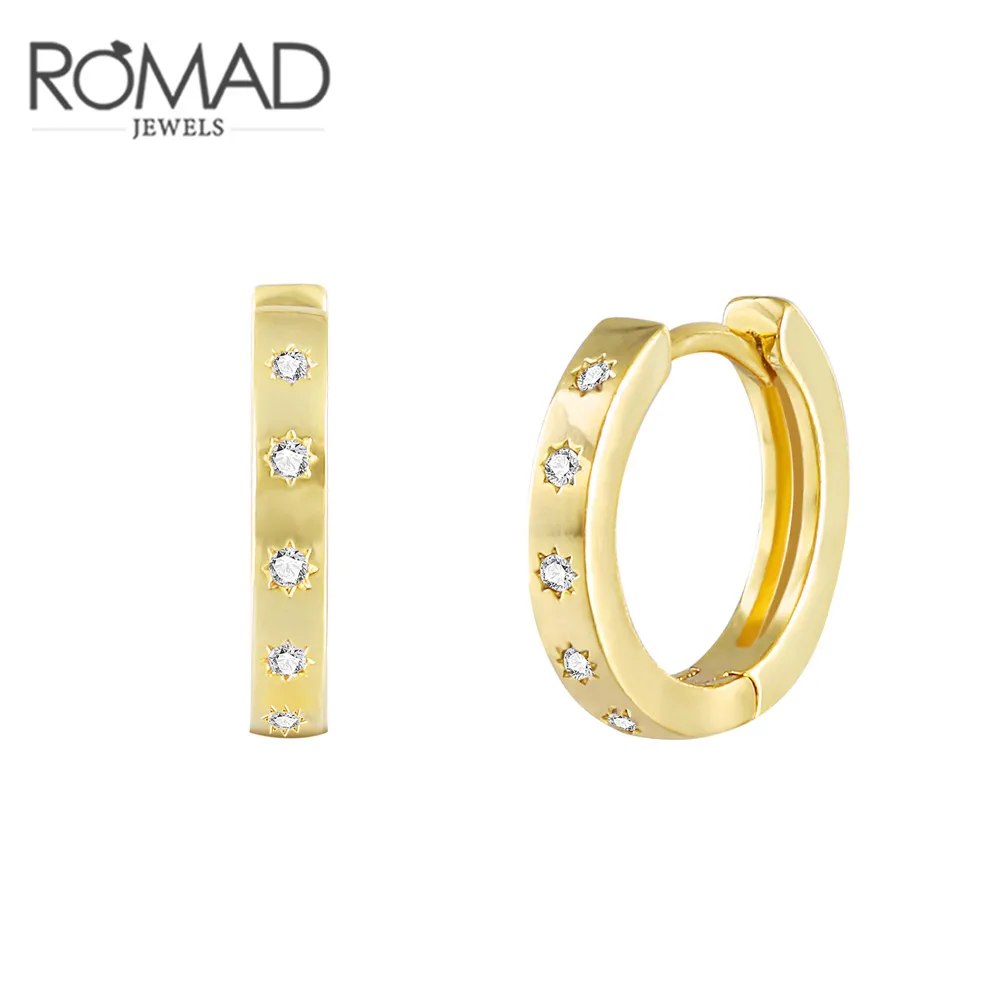 

ROMAD Korean Earrings Jewelry Lovers Circle Gold Color Star Crystal Earring For Women Female aros Hoop Earrings boucle d'oreille