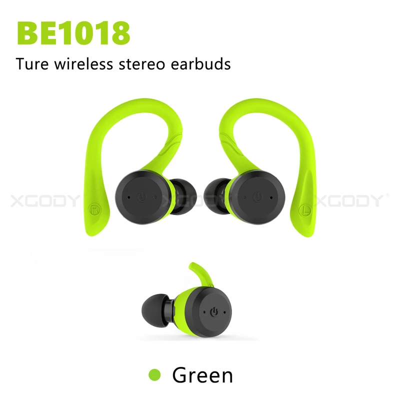 XGODY BE1018 беспроводные наушники Bluetooth 5,0 с шумоподавлением TWS наушники с зарядной коробкой микрофон гарнитура наушники для телефона - Color: Green