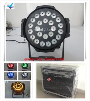 

free shipping 6pcs/lot flight case Stage LED Par RGBWA 5in1 Light 24x15w Music Active DJ Party Disco Bar Par Can DMX Strobe Wash