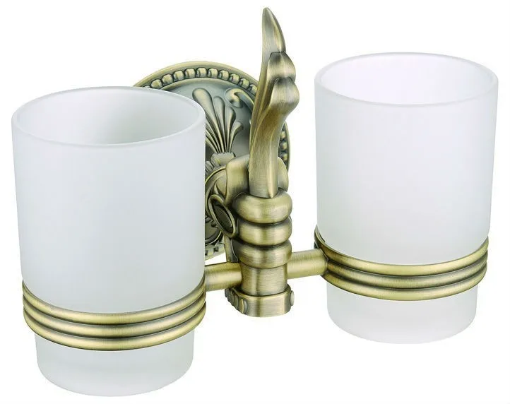 Латунь античная бронза двойной стакан подстаканник и держатели стакан щетки аксессуары для ванной ab001b
