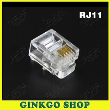

100pcs/lot High Quality Crystal RJ11 6P4C Modular Plug Network Male Adapter 4Pins Telephone Connector Free Shipping