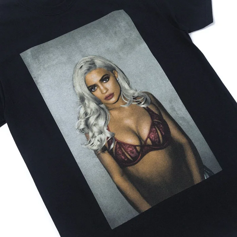 Kyliejenner черная Повседневная футболка Европа США сексуальный принт круглый вырез свободная футболка хип-хоп Большие размеры, S-3XL