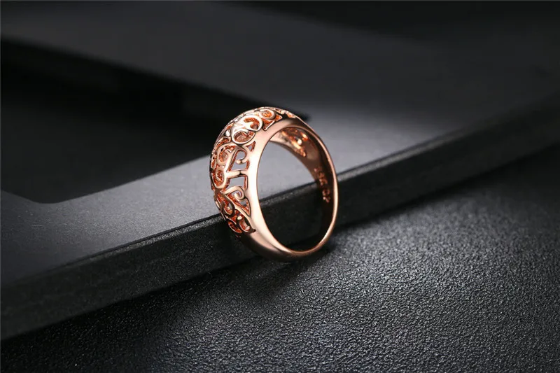 DODO Classic Top Quality Flower Hollowing Craft Rose Gold Color Ring Fashion Party Wedding Jewelry For Women Wholesale Anel KDR1 (13)