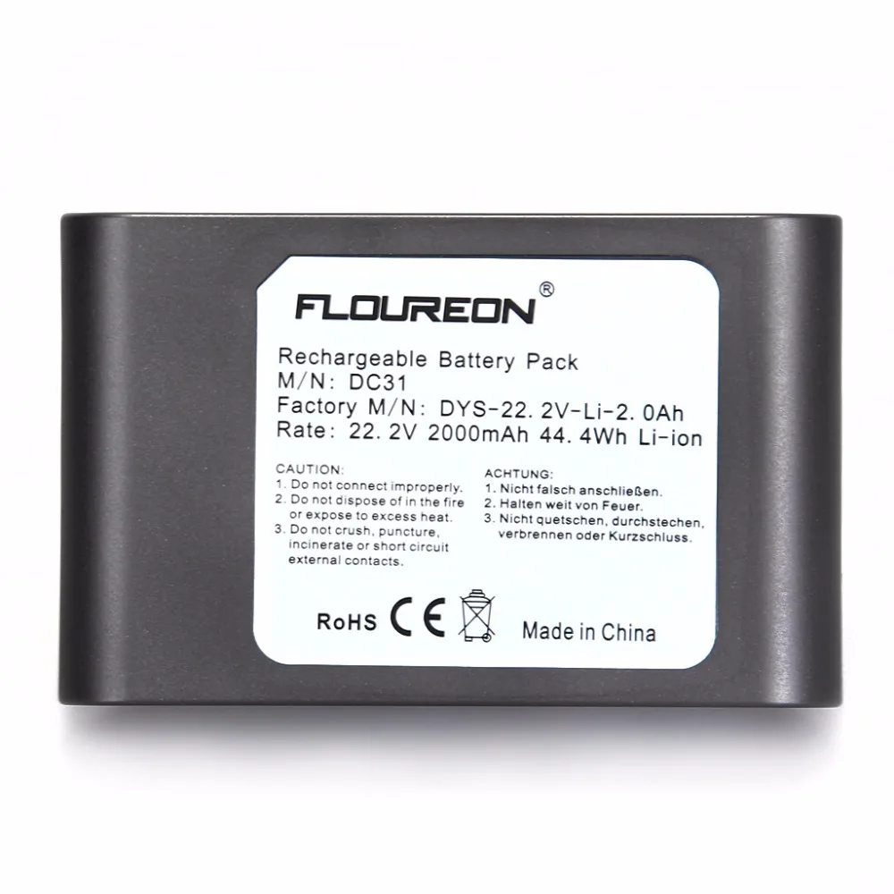 Для Dyson 22,2 V 2000mAh FLOUREON аккумуляторная батарея для DC31 DC34 DC35(не подходит для серии B) 17083 пылесос li-ion