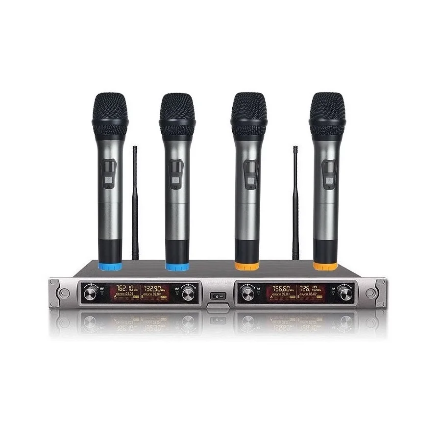 Bolymic Microphone wireless professiona 4 Channel Handheld Wireless
