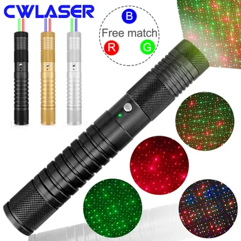 

CWLASER 2-in-1 Multi Color 4 Modes 100mW 532nm Green / 100mW 650nm Red / 100mW 450nm Blue Handheld Laser Pointer (3 Colors)