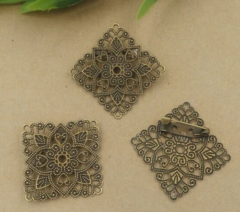 

100pcs/lot 30mm antique bronze Cubic filigree wrap brooch