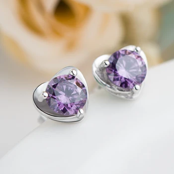 

Wholesale Earrings Zircon Diamond Earrings Stud Heart Shape Jewelry Sterling Silver Popular Crystal Earrings Stud