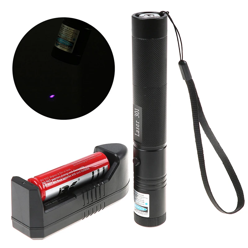 

Powerful Blue Purple Laser Pen Pointer Adjustable Focus Laser Pen Light & Rechargeable 18650 Battery & Battery Charger