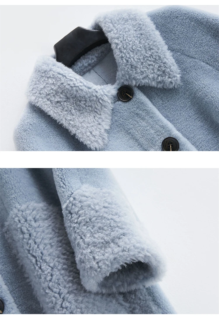 Женские пальто из овечьей шерсти, меховое пальто для женщин, корейская мода, зимняя куртка, женские длинные теплые куртки Z1150
