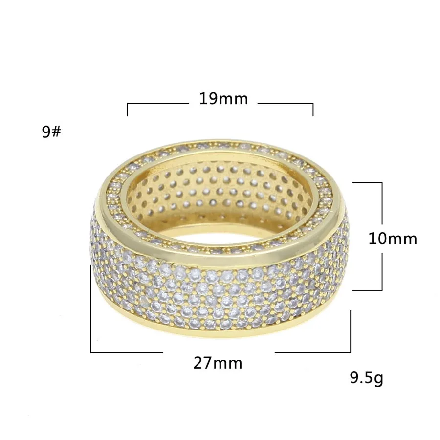 Hip hop Stainless Steel Cubic Zirconia Rings Iced Out High Quality Micro Pave CZ Rings Women & Men Gold Silver Finger Ring