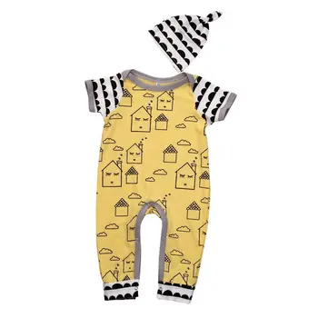 

Newborn Baby Rompers Summer Style Baby Girls Clothes 2pcs House Cartoon Infant Jumpsuits Baby Boy Brand Clothing Set