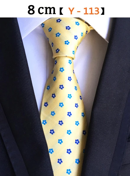 8 см мужской галстук цвета шампанского красный Пейсли Полосатый цветочный галстук Модный Шелковый шейный платок бизнес Свадебный Мужской наряд шейный галстук аксессуары - Цвет: W113