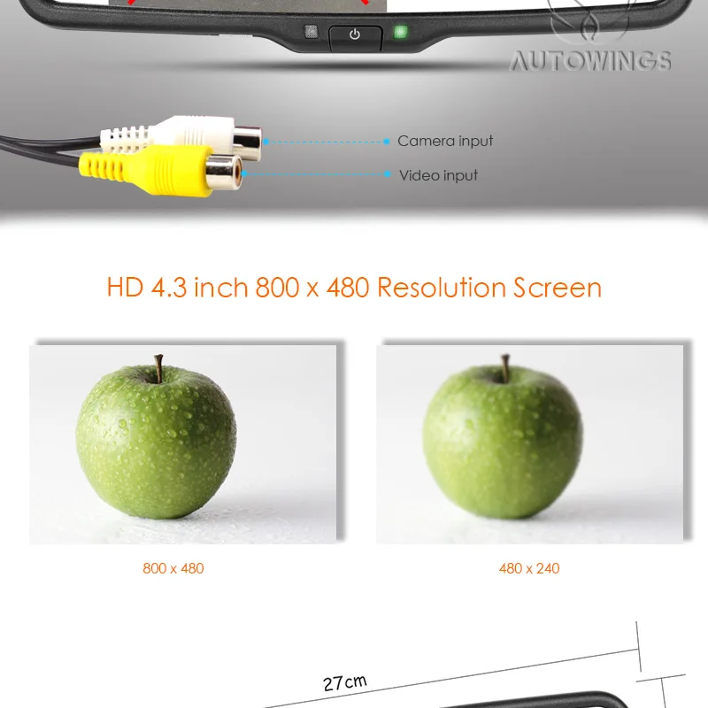 Автомобильный зеркальный монитор заднего вида с автоматическим затемнением, подходит для камеры заднего вида с 4,3 TFT lcd HD 800*480