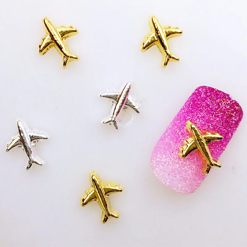

50pcs/pack Japan 3D Nail Art Decorations Metal Kawaii Airplane Nail Accessories DIY Charm Nail Supplies Alloy Nail Deco Parts