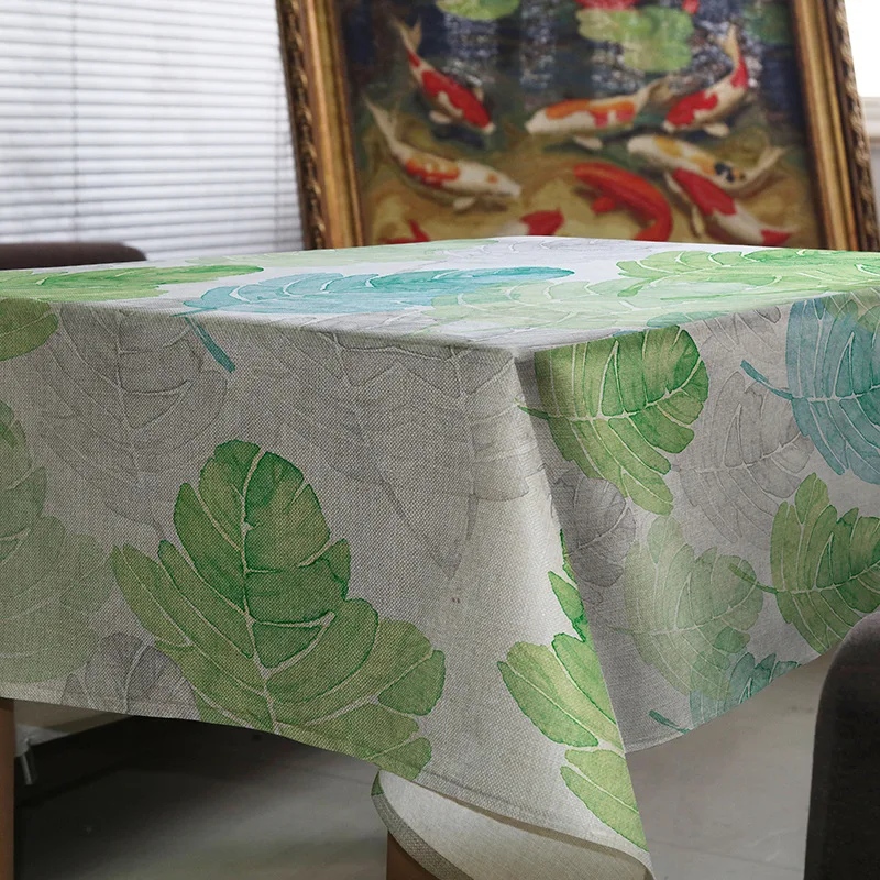 Home Decorative High Quality European Green Leaf Tablecloth Hotel