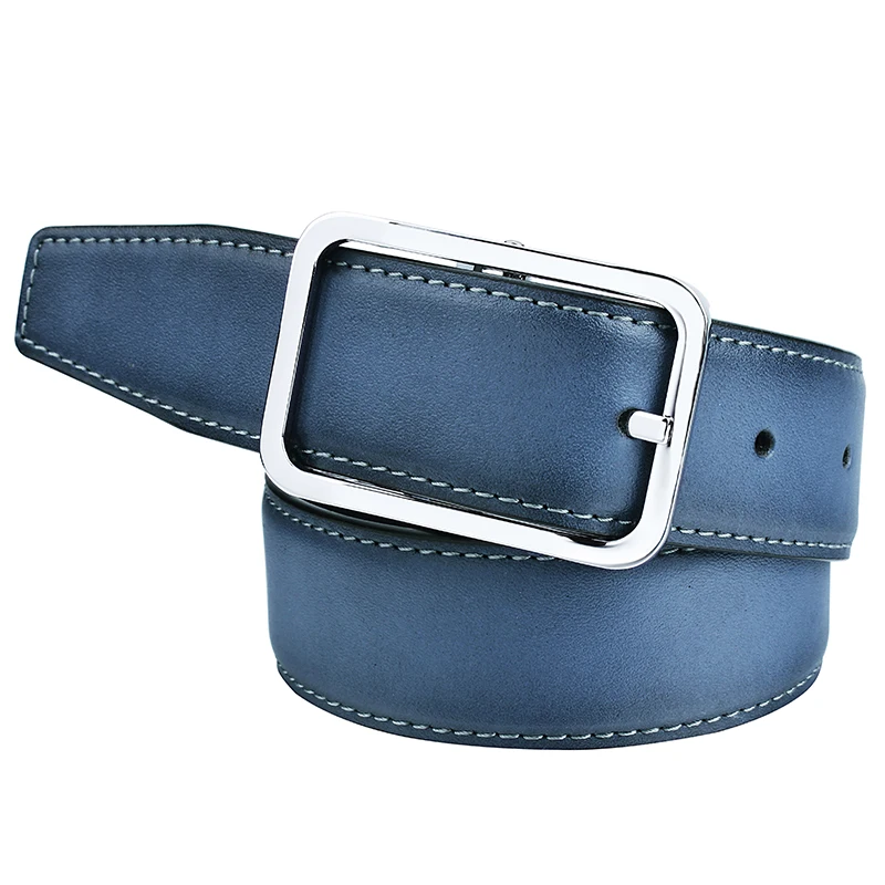 Men's Blue Belt Genuine Leather Belts Reversible 90 cm 125 cm Strap