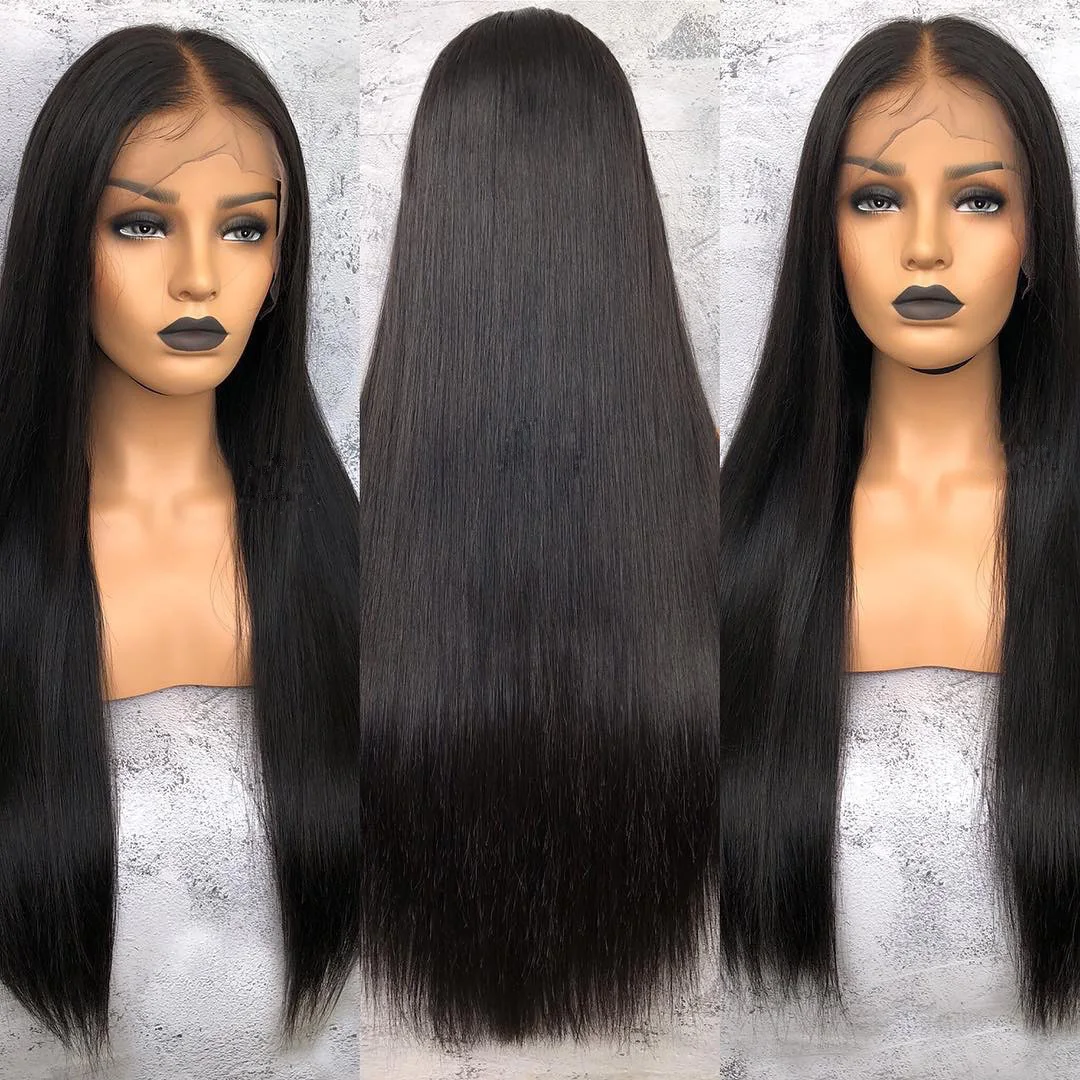 Straight 13*6 Lace Front Human Hair Wigs Fake Scalp Wig Undetectable Peruvian Remy Hair Wigs Breathable Pre Plucked Bleach Knots