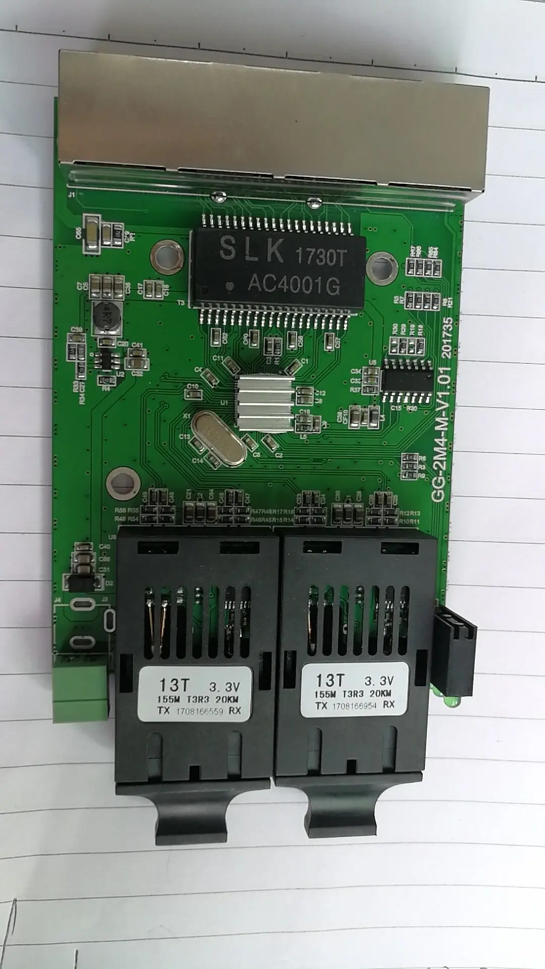 Optical Transceiver Board Single Mode Dual Fiber Optical Transceiver Motherboard SC 12Vin