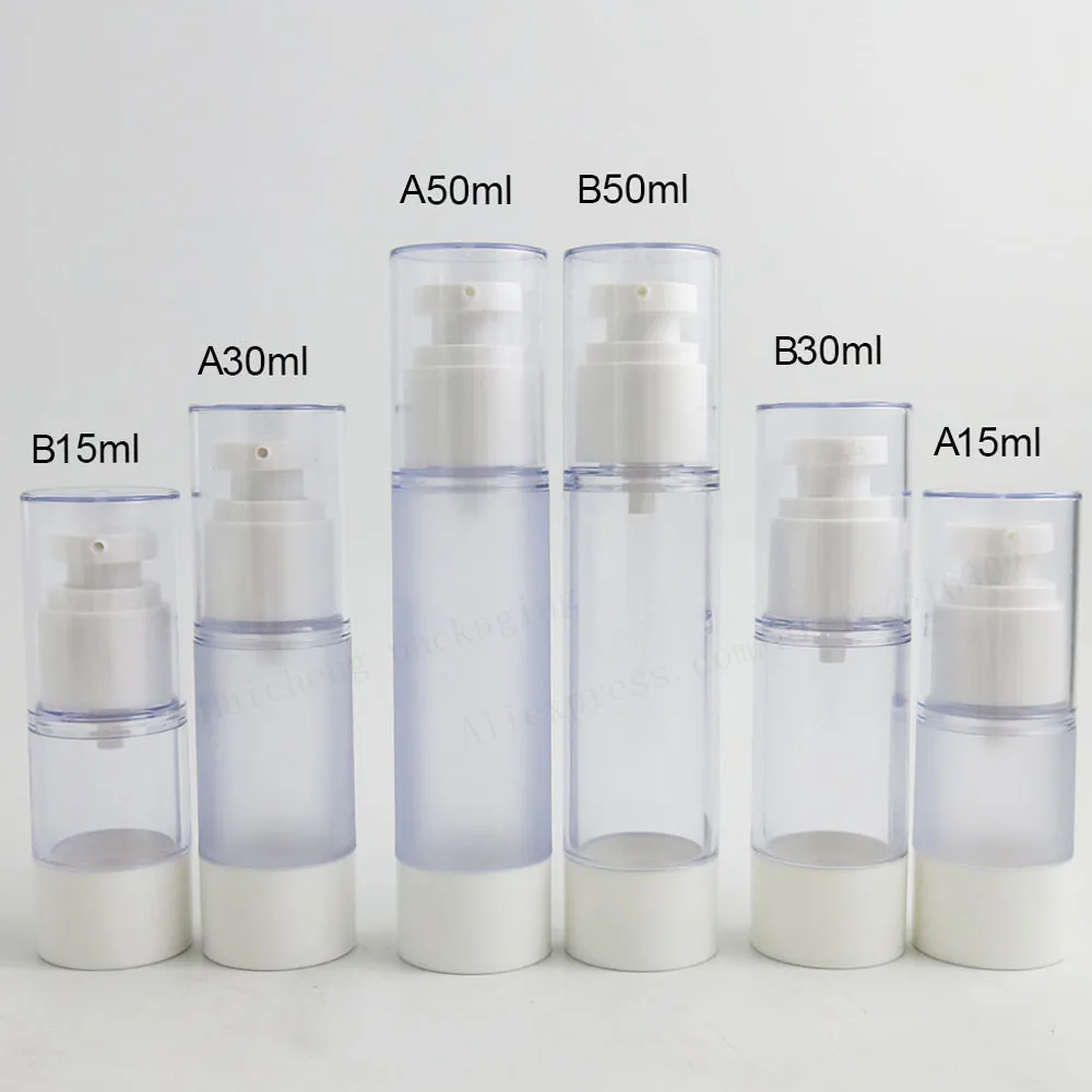 

20 x 15ml 30ml 50ml Clear Frost pp Airless Pump Bottle Refillable Travel Container Cosmetic Skin Care Airless Containers