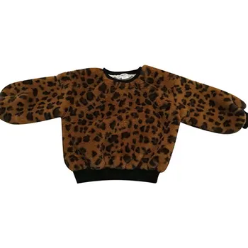 

4 to 16 years kids & teenager girls leopard print ribbed hem fall winter warm pullovers children fashion casual thick tops