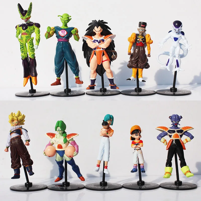 10pcs set Dragon Ball Z Goku Gohan Roshi Piccolo Freeza PVC Action Figure Model Toys Free