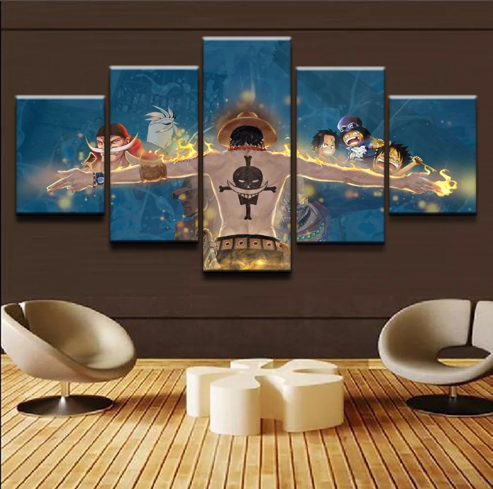 

Animation ONE PIECE 5 Pieces Landscape Canvas Wall Art Home Decor For Living Room Modern Decorative Modern HD Print PaintingArtw