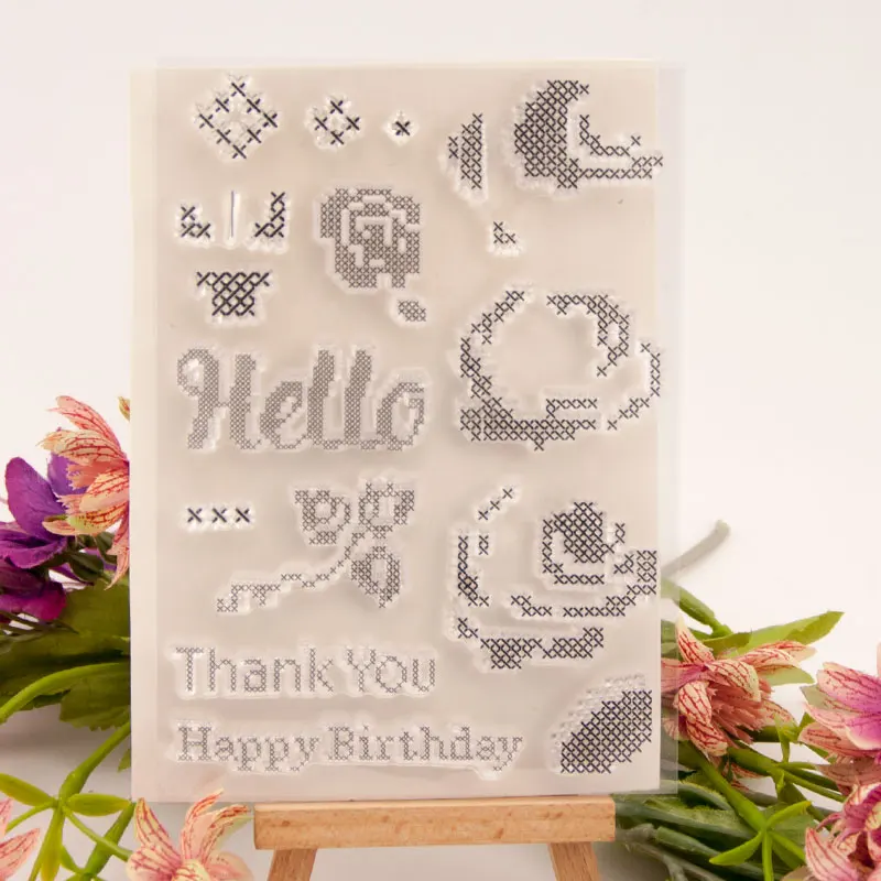 

Thank you Letters Pattern Clear Stamps for Scrapbooking DIY Silicone Seals Photo Album Embossing Folder Paper Template Crafts