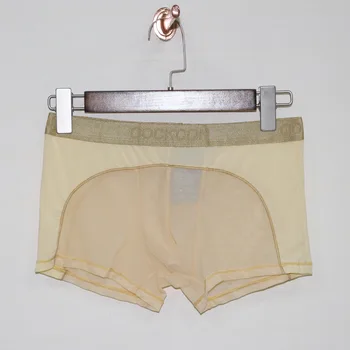 

Sexy Men Underwear Transparent Boxer Shorts Man Gauze Mesh U Convex Pouch Low Waist Underpants cuecas Masculinas M-XXL