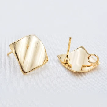 

Earrings Post Connector Linkers Square Metal Base Findings 24K Gold Color Indian Arab Earrings Making DIY Jewelry Accessories