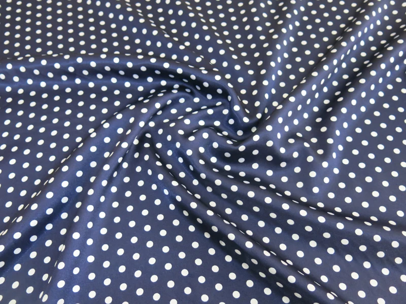 blue satin polka dot dress