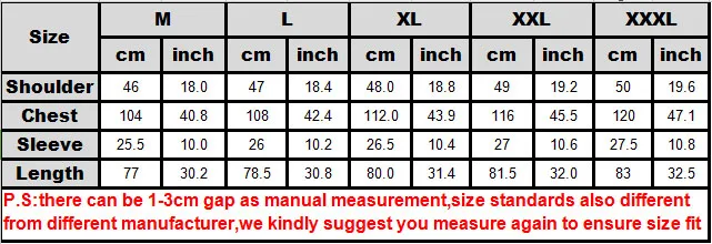 African Size chart
