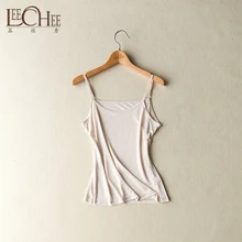 Регулируемый окантовка ремешок Женский сплошной Цвет жилет для девочек натуральный шелк тонкие дышащие простые блузка дна рубашки