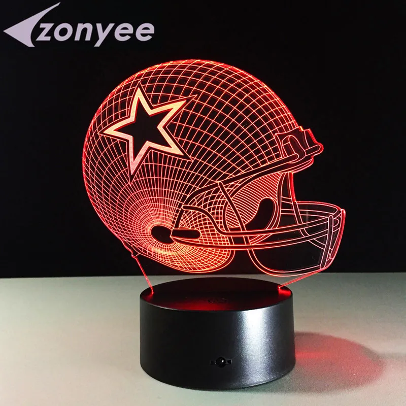 7 Colors LED Lamp Dallas Cowboys USB Touch Light Novelty Pittsburgh Football Helmet RGB LED Night