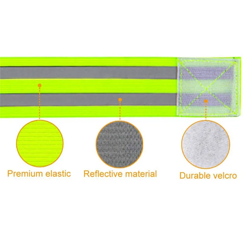 2pcs Reflective Armband High Safety Visibility Reflective Security Wrist Belt For Night Running Walking Cycling #2D22 (1)