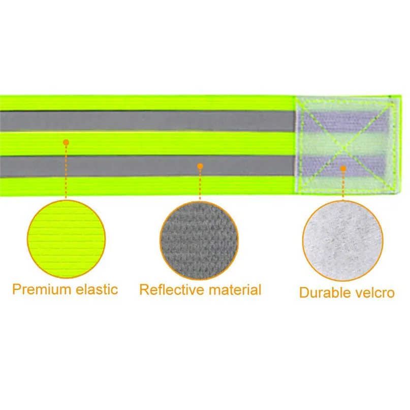 2шт светоотражающий нарукавник Высокая безопасность видимость светоотражающий защитный наручный ремень для ночного бега прогулки на велосипеде#2D22