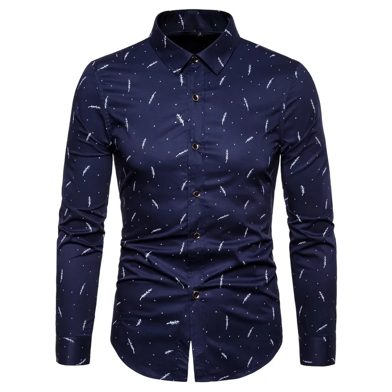 Осенне-зимнее мужское деловое повседневное вечернее платье Camisa Masculina модное мужское с длинными рукавами 5xl Формальные случаи тонкая рубаха мужские - Цвет: blue