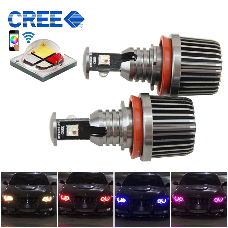 Canbus изменение цвета wifi rgb H8 Светодиодные Габаритные огни глаза ангела e92 angel eye 36w