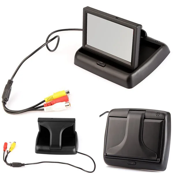 От DHL или EMS 20 штук 4," TFT складной Цвет ЖК-дисплей заднего хода автомобиля зеркало заднего вида 16:9 автомобиль монитор для Камера DVD, VCD камера 12V