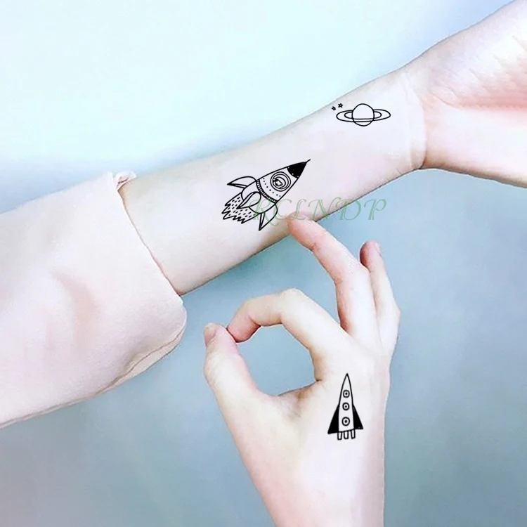 Водонепроницаемый Временные татуировки Стикеры ракеты планета флэш-тату временная татуировка тела Тато Tatouage наручные ноги руки для Для мужчин Для женщин