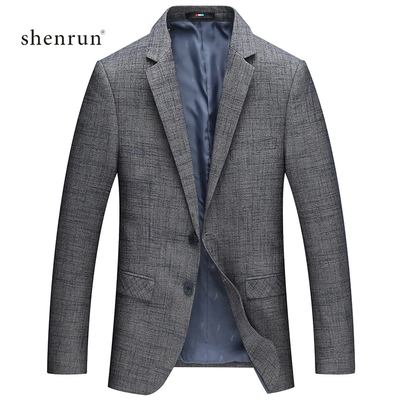 

SHENRUN Spring New Arrival Mens Casual Gray Suit Youth Slim Fit Business Fashion Plaid Men Blazer Male Suit Jacket male clothing