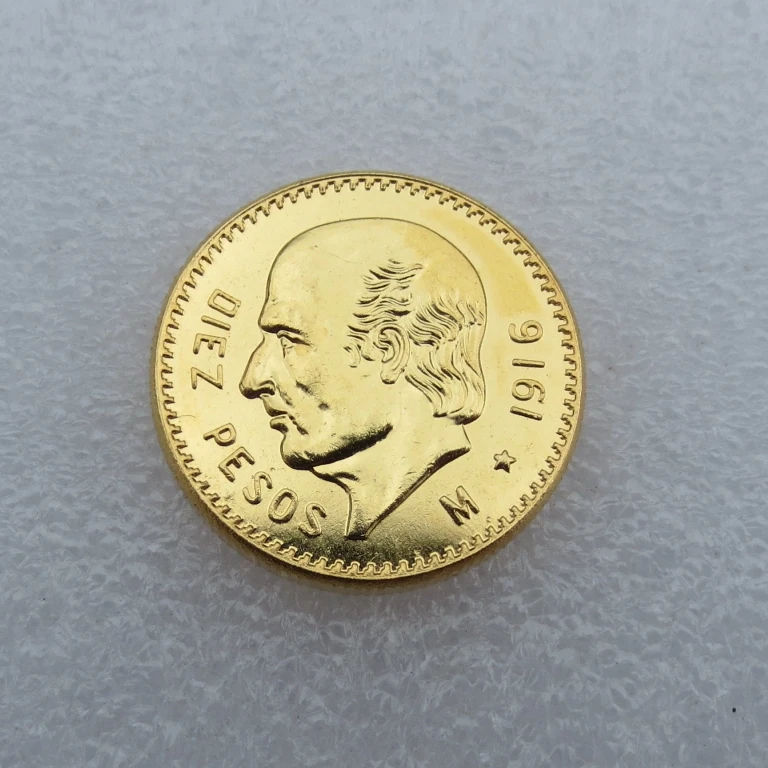 

Mexico 1916 10 Pesos Gold Plated Copy Coins