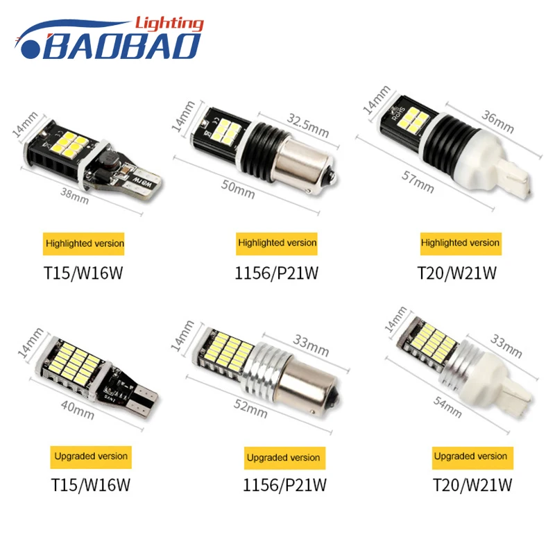 

BAOBAO Car LED Signal Light Bulb 1156 P21W T20 W21W T15 White Reverse Lights 15LED 2835SMD 45LED 4041SMD Chip Signal Lamp